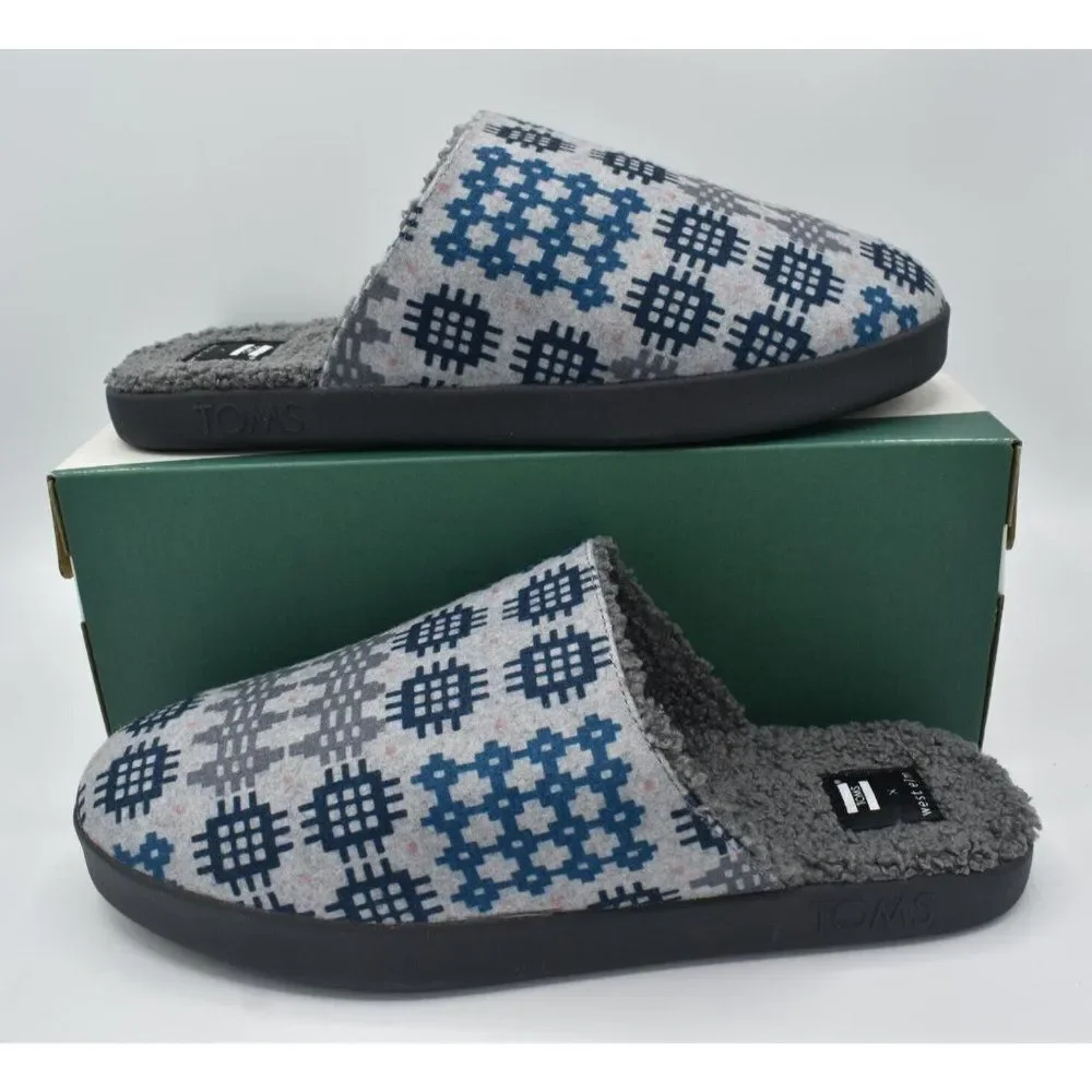 Toms Mens 10.5 Harbor Frost Grey Snowdon Repreve Two Tone Felt Slip On Slippers‎
